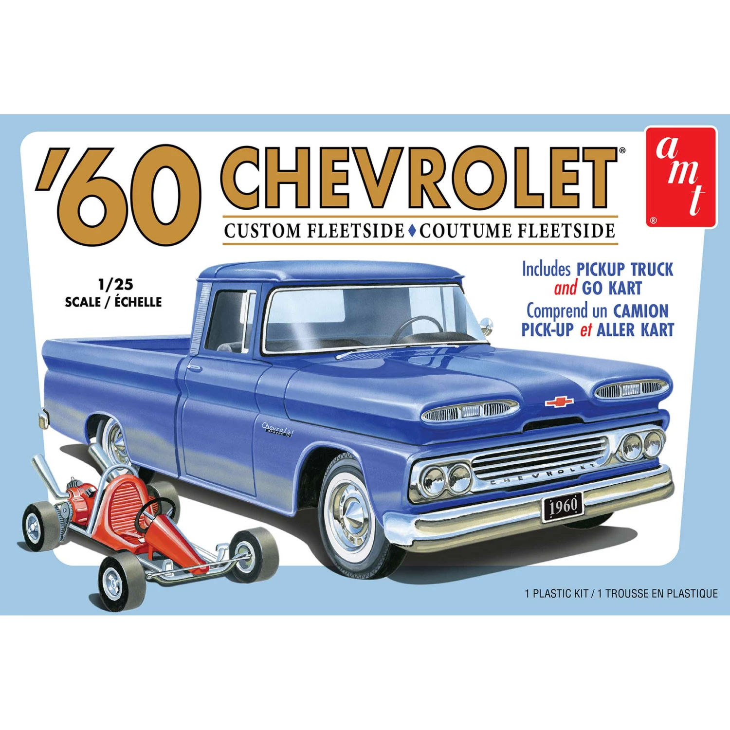 AMT 1/25 1960 Chevy Fleetside Pickup with Go Kart, Model Kit for 1/24 - 1/25 3 AMT 1/25 1960 Chevy Fleetside Pickup with Go Kart, Model Kit for 1/24 - 1/25