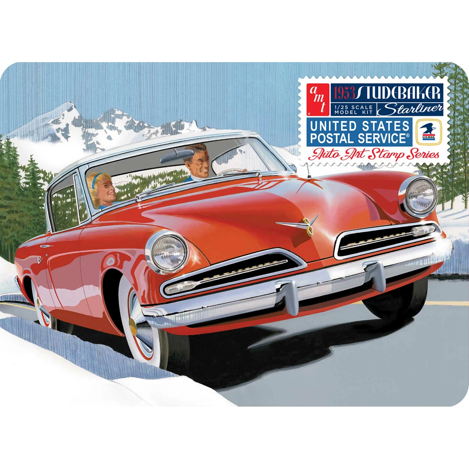 AMT 1/25 '53 Studebaker Starliner USPS Collectible Tin for 1/24 - 1/25 3 AMT 1/25 '53 Studebaker Starliner USPS Collectible Tin for 1/24 - 1/25